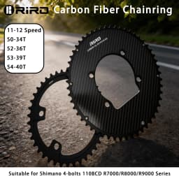 RIRO Carbon Fiber Chainrings 10-12S Super Light Road Bike Chainwheel 50-34/52-36/53-39/54-40T for Shimano 4-Bolts 110BCD Crank