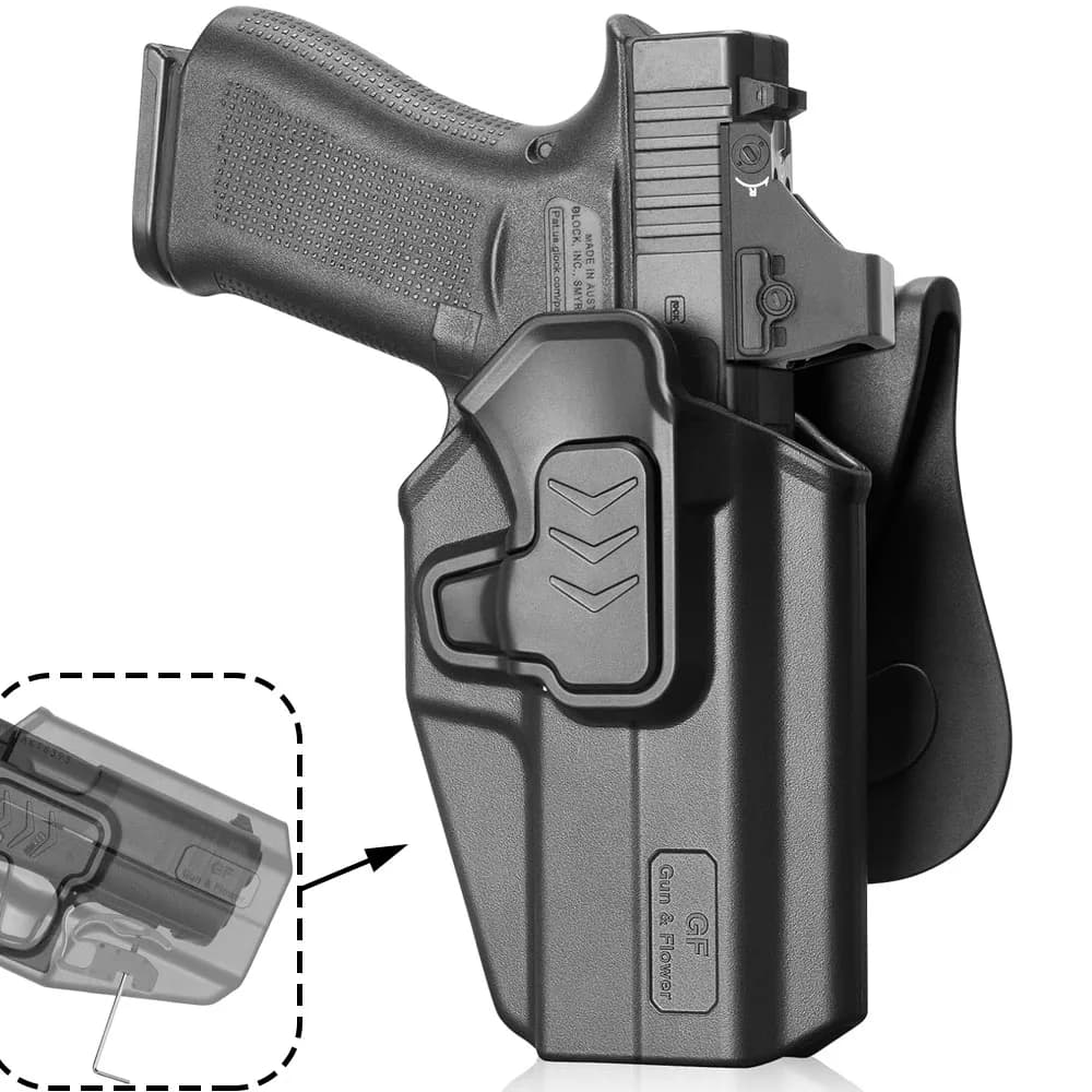 OWB Holster for Glock 43 43X 48 (MOS & Rail Versions),Also Fit G43X MOS,Level II Retention Outside Waistband Holster,Right hand