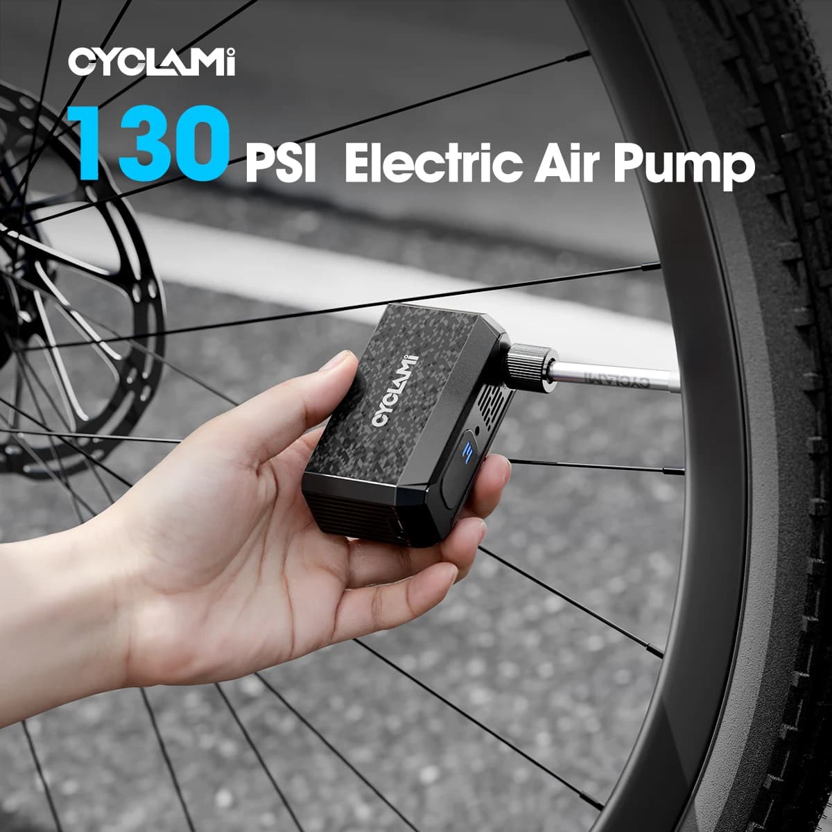 CYCLAMI AM6 Mini Bike Air Pump 130PSI Portable Electric Quick Inflation Inflator Type-C Charging For MTB Road Bicycle Tire FV AV