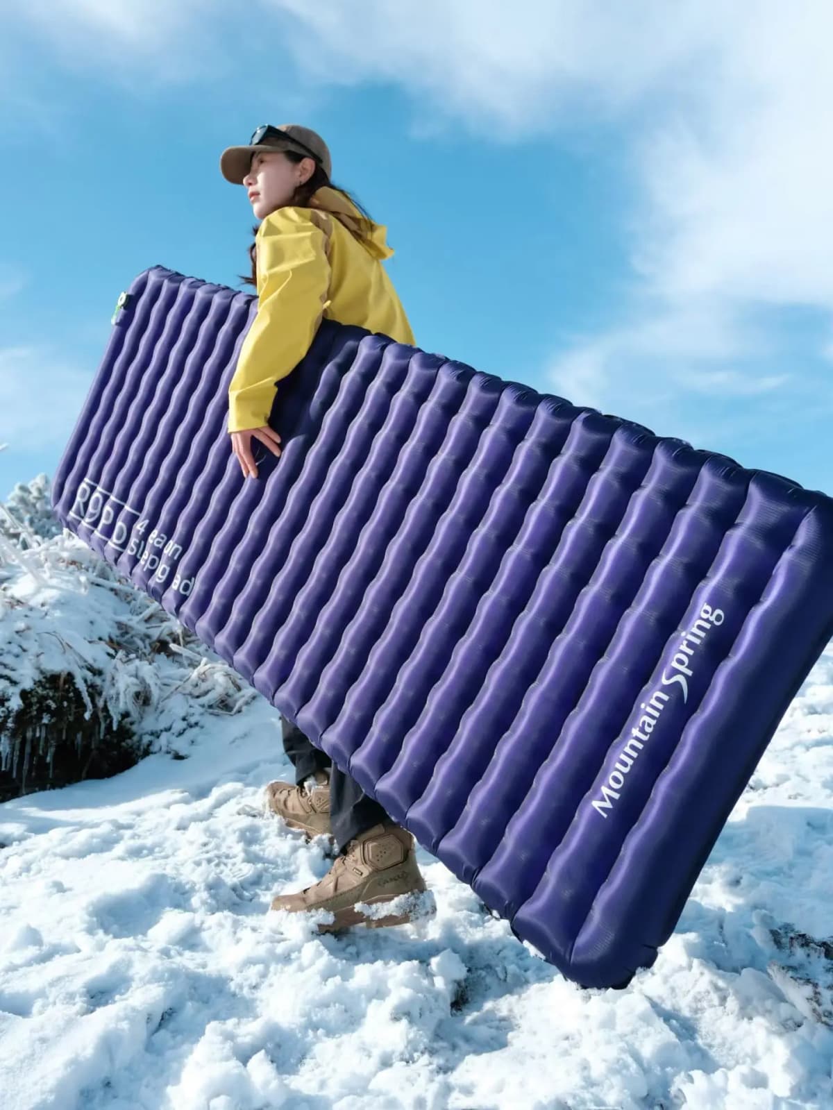 Mountain spring R9pro High R-Value Inflatable Sleeping Pad, Lightweight Camping Mat, Ultralight Compact for Backpacking