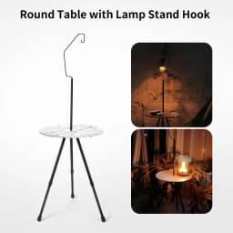 WESTTUNE Camping Round Table with Light Stand Ultralight Portable Folding Table with Adjustable Legs for Picnic Indoor/Outdoor
