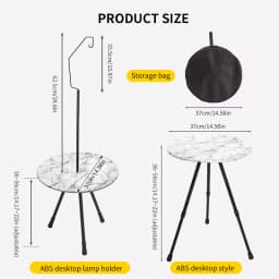 WESTTUNE Camping Round Table with Light Stand Ultralight Portable Folding Table with Adjustable Legs for Picnic Indoor/Outdoor