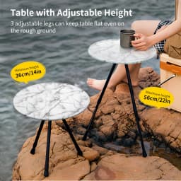 WESTTUNE Camping Round Table with Light Stand Ultralight Portable Folding Table with Adjustable Legs for Picnic Indoor/Outdoor