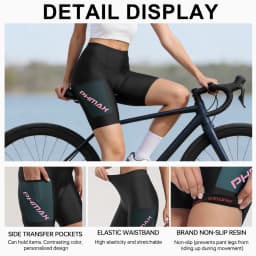 PHMAX Women's Cycling Shorts 5D SILICONE Padded Women Road MTB Bike Cycling Shorts Pants  with Pocket Pro Bicycle Shorts