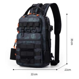 Professional Fishing Tackle Backpack Multi-Functional Waterproof Storage Bag Convertible Crossbody Chest Pack for Angling