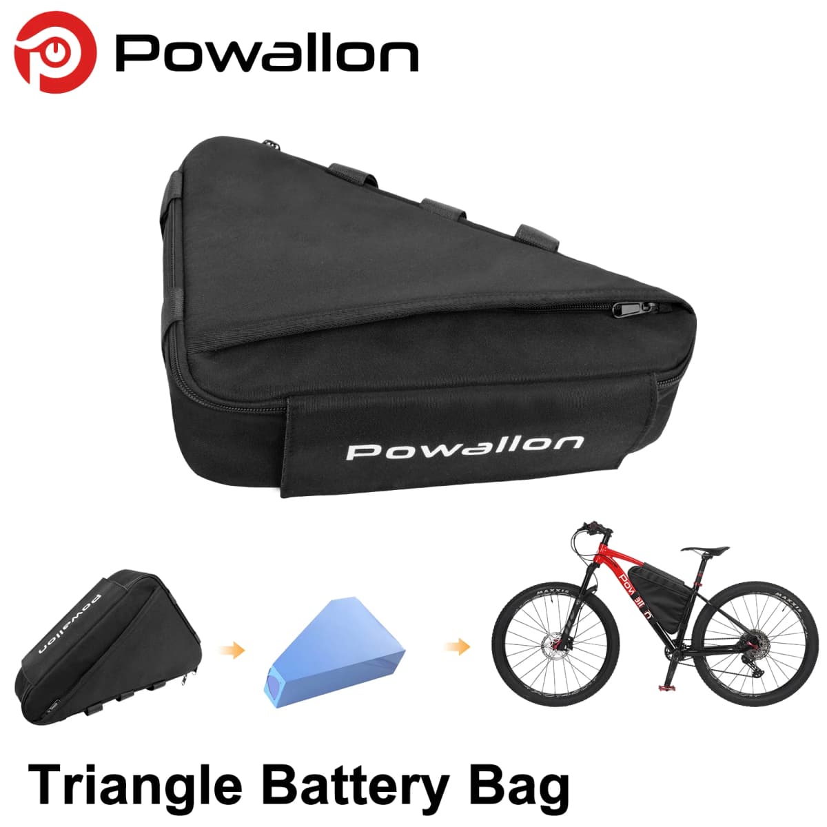 E-Bike Triangle Battery Bag Waterproof Bicycle Frame Storage Bag MTB Road Bike Triangle Bag Black Cycling Accessory Side Pocket