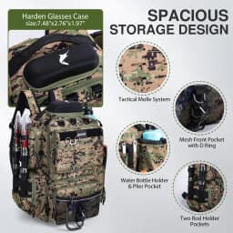 Goture 45L Large Capacity Fishing Backpack,Waterproof Tackle Bag with 4 Tackle Boxes,Rod Holder Storge Fishing Gear Gift for Men