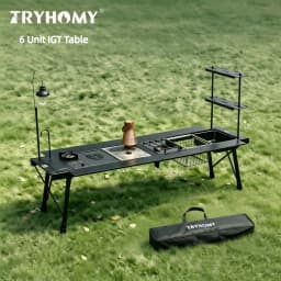 Tryhomy  Camping IGT Table IGT 6 Unit Table Outdoor Portable Aluminum Alloy Ultralight Fold Camp Desk BBQ Picnic IGT Large Table