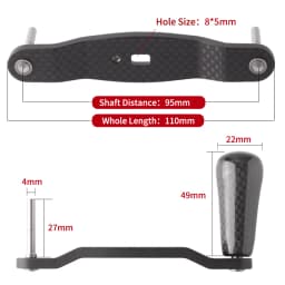 Kawa Fishing Reel Handle Carbon Fiber Knob Add Thickness Length 110mm 48.5g/pc Suit D/Ab/Shi Casting Reels DIY Tackles Accessory
