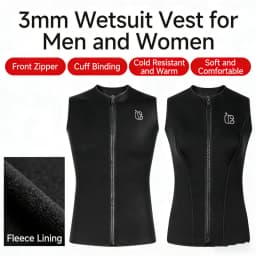 3MM Men Women Sleeveless Wetsuit Top No Hood Neoprene Thermal Vest for Scuba Diving Surfing Kayaking Swimming Water Sports