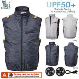 Cooling Fan Air Condition Clothing, Lightweight Sun Protection Windbreaker Vest, Outdoor Sports Fishing Work Jacket for Men Wome