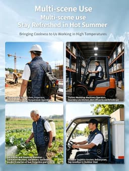 Cooling Fan Air Condition Clothing, Lightweight Sun Protection Windbreaker Vest, Outdoor Sports Fishing Work Jacket for Men Wome