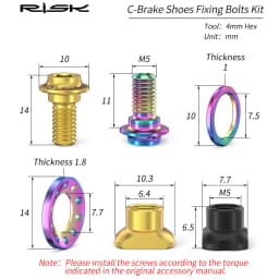 16pcs/bag RISK Titanium Alloy Road Bike Caliper C Brake Shoes Fixing Bolts Screw Kit for R8000 UT6800 DA9000