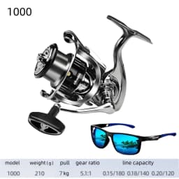 Okuma Original Seamless Spinning Wheel Fishing Wheel, Optional Models 1000-7000, Equipped with Polarized Fishing Goggles