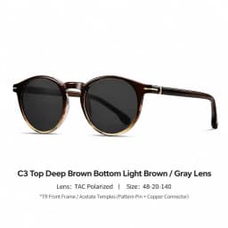 Unisex Polarized Sunglasses TR90 Frame UV400 TAC Lens Retro Round Black Full Frame Fashion Driving Shades