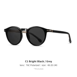 Unisex Polarized Sunglasses TR90 Frame UV400 TAC Lens Retro Round Black Full Frame Fashion Driving Shades