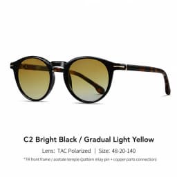 Unisex Polarized Sunglasses TR90 Frame UV400 TAC Lens Retro Round Black Full Frame Fashion Driving Shades