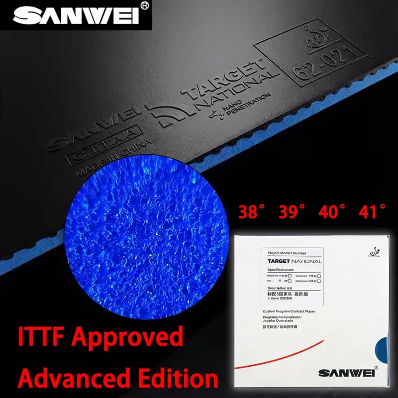SANWEI Target 3 National Team Advanced Edition Table Tennis Rubber Sheet ITTF Approved Ping Pong Rubber Sticky 38° 39° 40° 41°