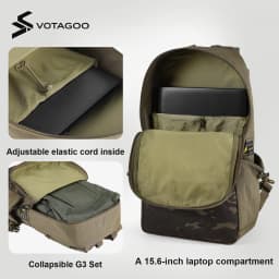 VOTAGOO 15L Tactical Backpack Carbon Frame – 500D Durable Water-Resistant Daypack with 16" Laptop Sleeve, Multi-pocket Outdoor
