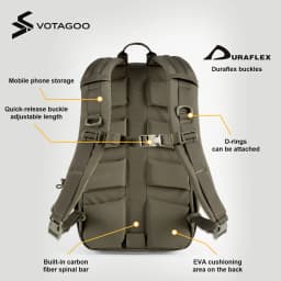 VOTAGOO 15L Tactical Backpack Carbon Frame – 500D Durable Water-Resistant Daypack with 16" Laptop Sleeve, Multi-pocket Outdoor