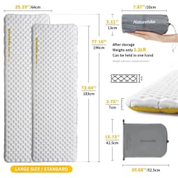 Naturehike New 3.5 High R-value Camping Air Mattress Lightweight Sleeping Air Pad Portable Quick Inflatable Travel Hiking Mats