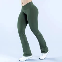 Women's Seamless Flare Leggings, V-Waist Tummy Control Yoga Pants, High Waist Butt Lifting Workout Leggings,  Nylon Activewear