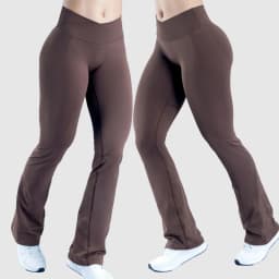 Women's Seamless Flare Leggings, V-Waist Tummy Control Yoga Pants, High Waist Butt Lifting Workout Leggings,  Nylon Activewear