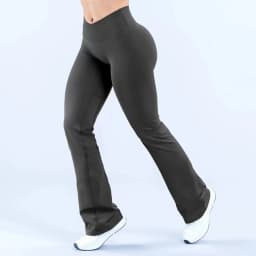 Women's Seamless Flare Leggings, V-Waist Tummy Control Yoga Pants, High Waist Butt Lifting Workout Leggings,  Nylon Activewear