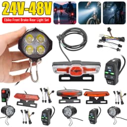 Ebike Front Brake Rear Light Set 24V 48V LED Electric Scooter Front Brake Rear Light Set with Horn Headlight Switch Tail Light