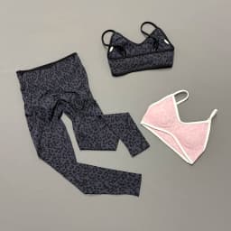 Women 2Pcs Leopard Print Workout Set Contrast Trim Thin Strap Bra & High Waist Tummy Control Leggings Breathable Yoga Outfit