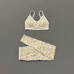 Women 2Pcs Leopard Print Workout Set Contrast Trim Thin Strap Bra & High Waist Tummy Control Leggings Breathable Yoga Outfit