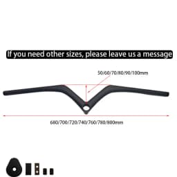 Carbon Fiber MTB Handlebar Stem 28.6mm Diameter 680/720/780/800mm Length Mountain Bike Cycling Parts