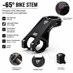 EVOSID Mountain Bicycle Stem 35MM High Strength MTB Bike Stem -65° Degree MTB Bike Handlebar Riser Table 31.8mm For XC/DH/AM/FR