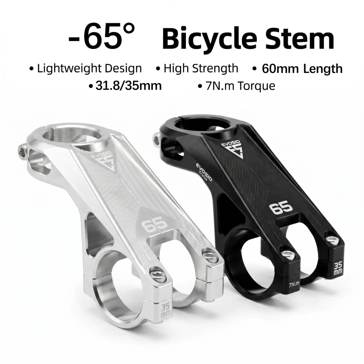 EVOSID Mountain Bicycle Stem 35MM High Strength MTB Bike Stem -65° Degree MTB Bike Handlebar Riser Table 31.8mm For XC/DH/AM/FR