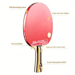 Professional DHS 4002 FL/4006 CS Table Tennis Racket With Hurricane 3 Rubber Original 7 Ply Pure Wood Ping Pong Racket