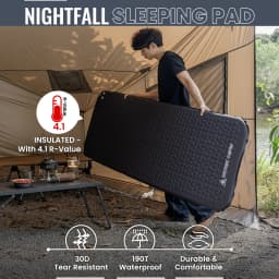 OneTigris NIGHTFALL Self-Inflating Cot Pad Memory Foam Foldable Sleeping Pad for Camping Cot Compact for Car Camping Overlanding