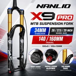 Nanlio X9 Pro MTB Air Suspension Fork 34mm 140/160mm Travel 26/27.5/29 Inch 100x9 100x15 Damping Rebound Bike Fork