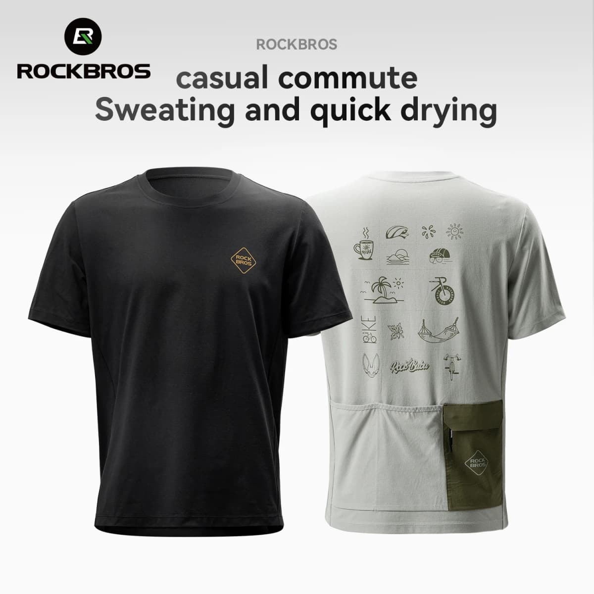 ROCKBROS Summer Cycling Jersey Elastic Quick Dry Breathable Short Sleeve T-Shirt Men Women Cycling Clothing Daily Casual Wear