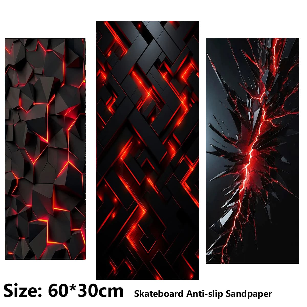 3D Light Effect Geometric Square Pattern ElecStric Scooter Anti-slip Sticker Sandpaper Skateboard Grip Tape Sheet 60*30cm