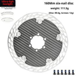 Ultra Light Carbon Fiber Bicycle Disc Brake Rotor 140mm 160mm 180mm 6-Bolt Center Lock Floating Brake Disc Stainless Steel Heat