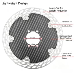 Ultra Light Carbon Fiber Bicycle Disc Brake Rotor 140mm 160mm 180mm 6-Bolt Center Lock Floating Brake Disc Stainless Steel Heat