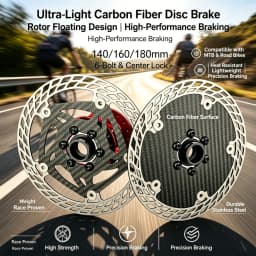 Ultra Light Carbon Fiber Bicycle Disc Brake Rotor 140mm 160mm 180mm 6-Bolt Center Lock Floating Brake Disc Stainless Steel Heat