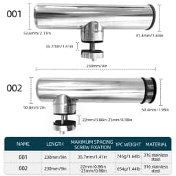 ShareShark Stainless Steel Fishing Rod Holder with 360-Degree Adjustable Handle Suitable for Sea Fishing from Boats