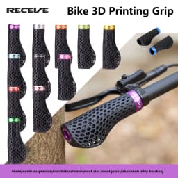 RECEVE Folding Bike Grips 3D Printing Bicycle Handles Grips BMX Cuffs Ergonomics With Aluminum Alloy Handlebar Cap For Brompton