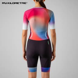 Women's Triathlon Suit Short Sleeve Professional Quick Drying Mat Triathlon Set Swimming One Piece Tri Suit Bicycle Running