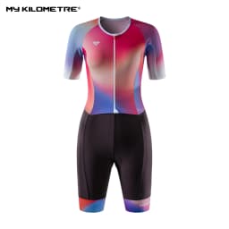 Women's Triathlon Suit Short Sleeve Professional Quick Drying Mat Triathlon Set Swimming One Piece Tri Suit Bicycle Running