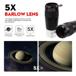 Datyson All-Metal 5X Barlow Lens with Apochromatic Correction, 1.25-Inch, 2-Group 4-Element Fully Multi-Coated Green Film