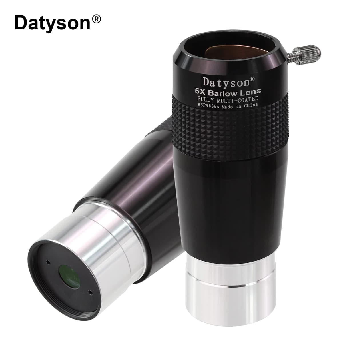 Datyson All-Metal 5X Barlow Lens with Apochromatic Correction, 1.25-Inch, 2-Group 4-Element Fully Multi-Coated Green Film