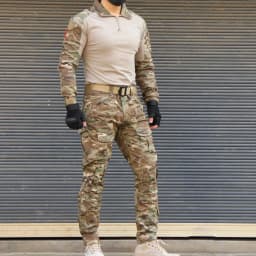 Men's Tactical Combat Uniform Set Black Military Frog Suit Long Sleeve Shirt Cargo Pants for Airsoft Hunting Training