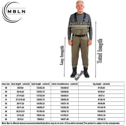 MBLN PVC Fishing Waders with Boots, 170T Nylon/Taslan Waterproof Waders, 15000mm Water Pressure, Anti-Slip PVC Boots